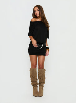 Romma Backless Slouchy Mini Dress Black
