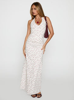 front view of model wearing Princess Polly On The Radio Halter Top Multi Sleeveless 