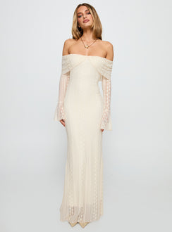 Perdita Long Sleeve Lace Maxi Dress Cream