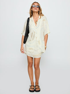   front view of model wearing Princess Polly Caraliia Mini Skirt Cream Mini Skirts Skirts 