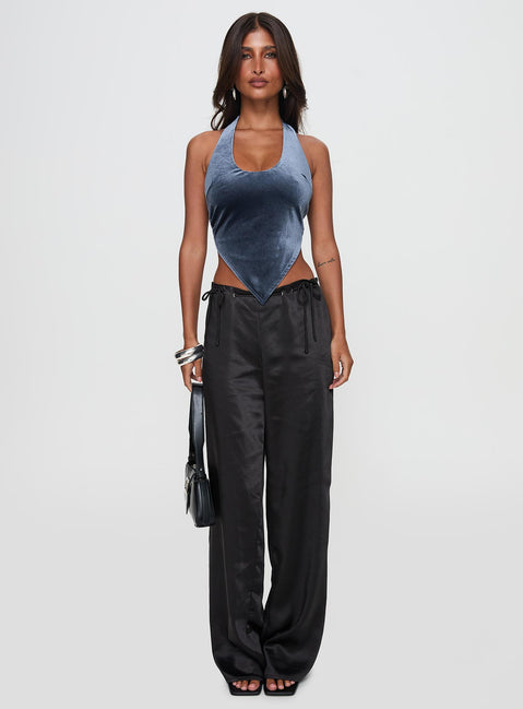 front view of model wearing Princess Polly Thrill Of It All Pant Black High Rise Pants Pants 