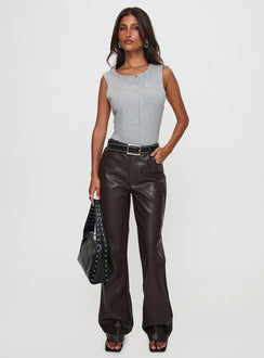 front view of model wearing Princess Polly Nolene Low Rise Pants Chocolate High Rise Pants Pants 