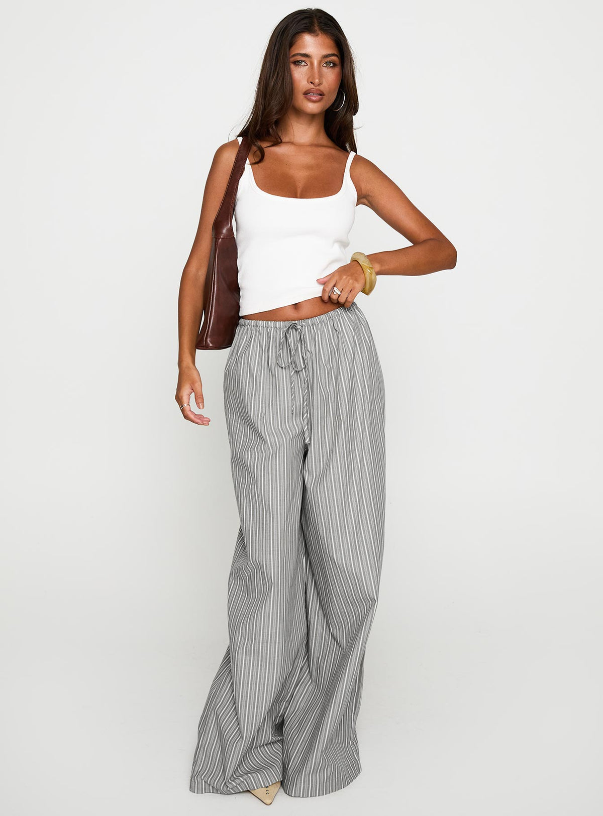 front view of model wearing Princess Polly Lucea Pants Multi High Waisted Pants 