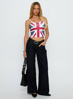 front view of model wearing Princess Polly Ramos Low Rise Wide Leg Jeans Raw Indigo Blue Low Rise Jeans Jeans 