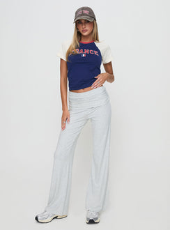 front view of model wearing Princess Polly Aire Ruched Pants Grey High Rise Pants Pants 