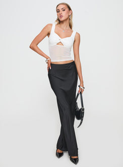 front view of model wearing Princess Polly Gita Top White Sleeveless Sweetheart 