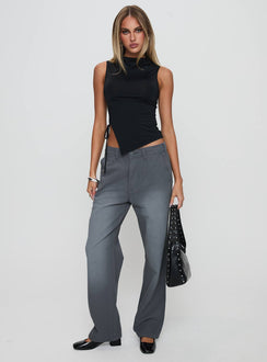 side view of model wearing Princess Polly Workwear Pant Petrol High Rise Pants Pants 