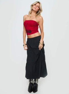   front view of model wearing Princess Polly Perky Maxi Skirt Black Maxi Skirts Skirts 