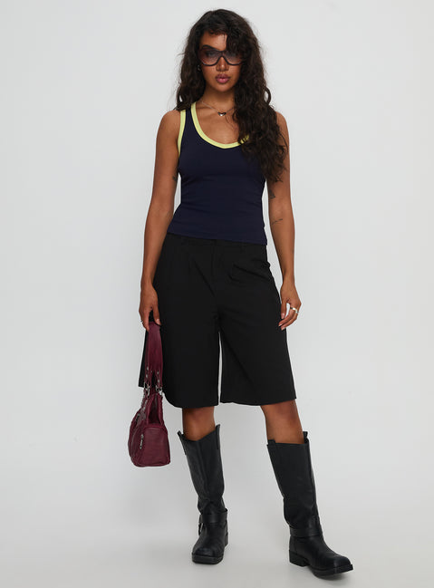 Elionne V Neck Contrast Top Navy / Yellow