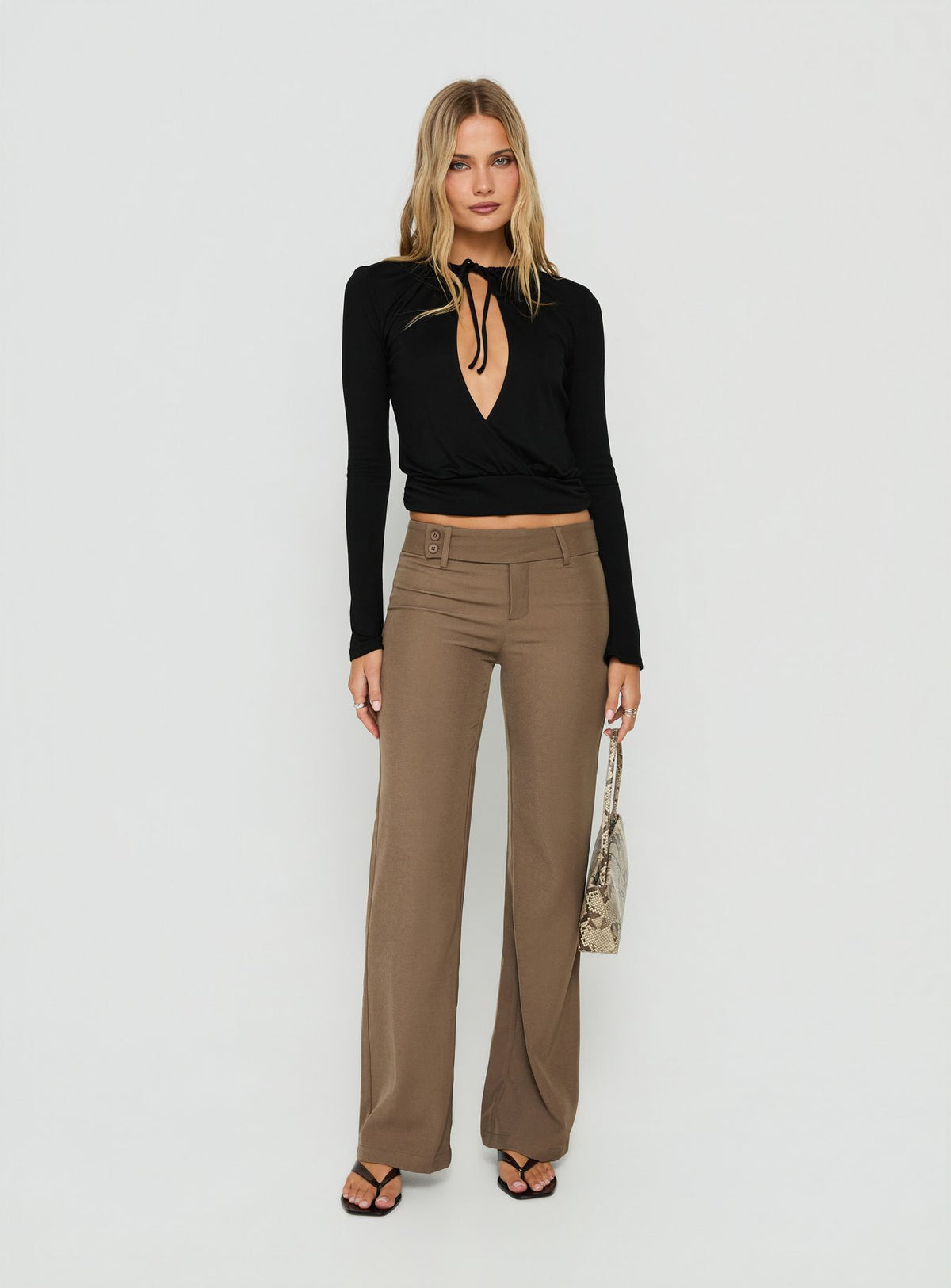 Koralie Keyhole Wrap Long Sleeve Top Black