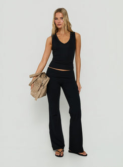 Featuring Daily Define Foldover Waist Pants Black womens-regular-pants with high-rise product