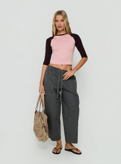 Featuring Fever Cargo Pant Charcoal womens-regular-pants with high-rise front view of model wearing Princess Polly