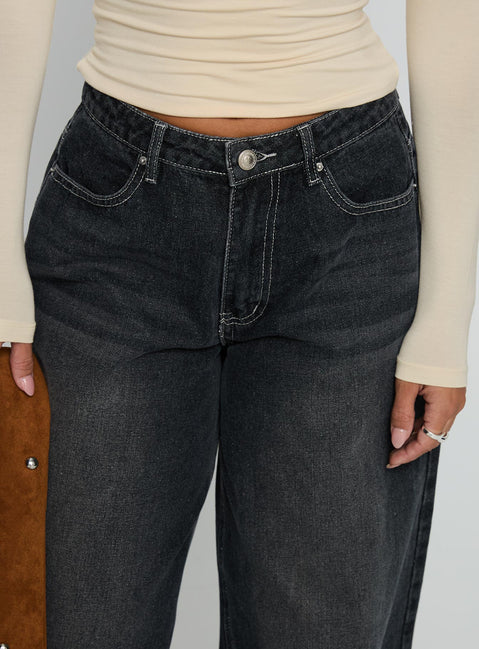 Presenting Naylor Wide Leg Jeans Grey Wash Petite womens-jeans with high-rise product