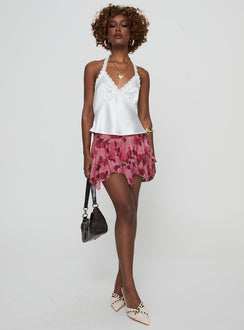   front view of model wearing Princess Polly Perezie Mini Skirt Pink Mini Skirts Skirts 