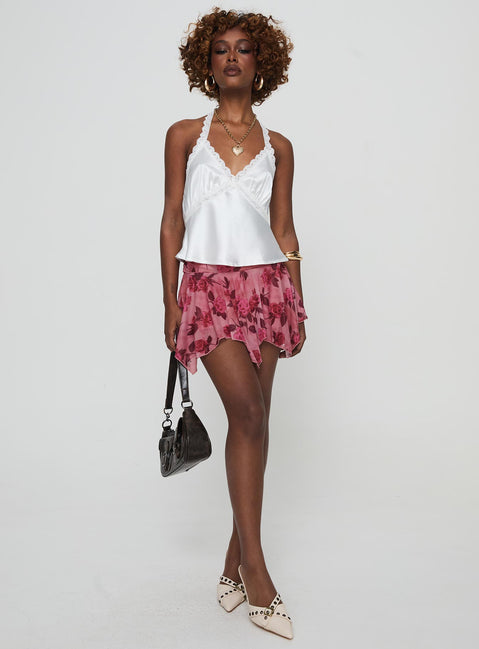   front view of model wearing Princess Polly Perezie Mini Skirt Pink Mini Skirts Skirts 