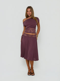 Marienna One Shoulder Lace Top Plum
