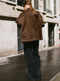 back view of model wearing Princess Polly Top Model Low Rise Straight Leg Jeans Charcoal High Rise Jeans Jeans 