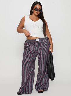 front view of model wearing Princess Polly Beach House Pants Multi Curve High Rise Pants Pants 
