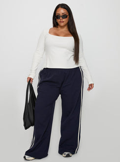 front view of model wearing Princess Polly Baseline Long Sleeve Top White Curve Full Sleeves Square Neck 