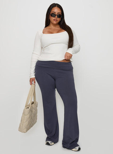 side view of model wearing Princess Polly Movement Yoga Pant Blue Curve Pants 