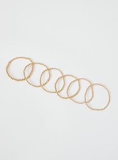 Bracelet pack Gold toned, six pack, good stretch