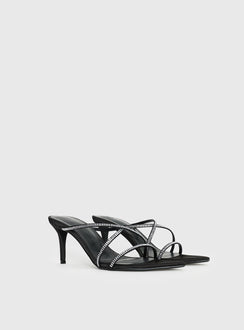 Billini Effy Heels Black Satin Diamante