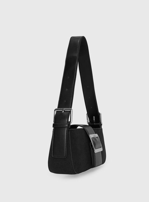 Addie Buckle Detail Shoulder Bag Black