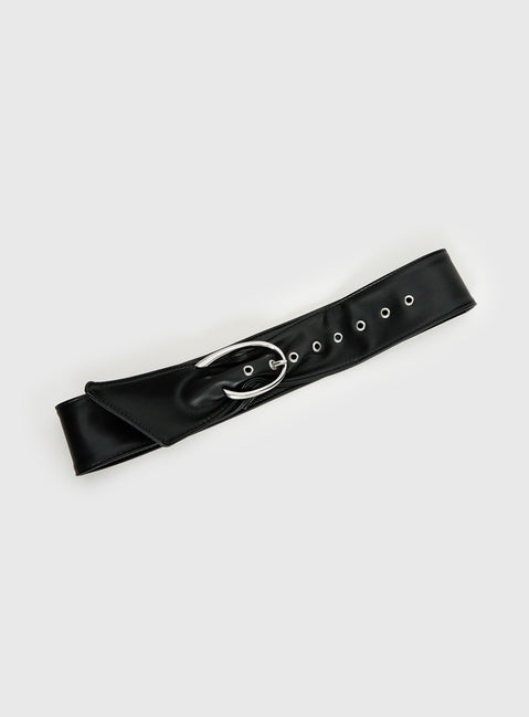 Sirena Faux Leather Belt Black / Silver