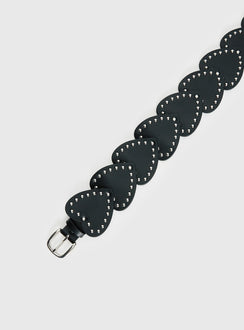 Running Wild Faux Leather Heart Belt Black