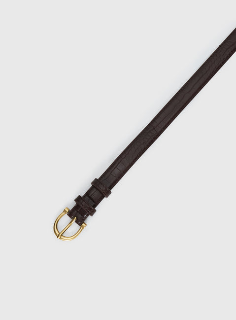 Top Tier Textured Belt Chocolate / Gold