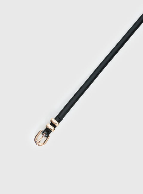 Antilles Faux Leather Micro Belt Black / Gold