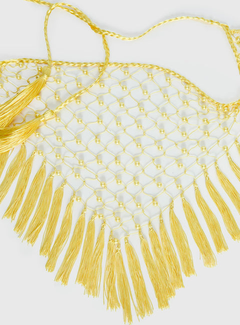 Lynnsey Beaded Tassel Wrap Belt Butter