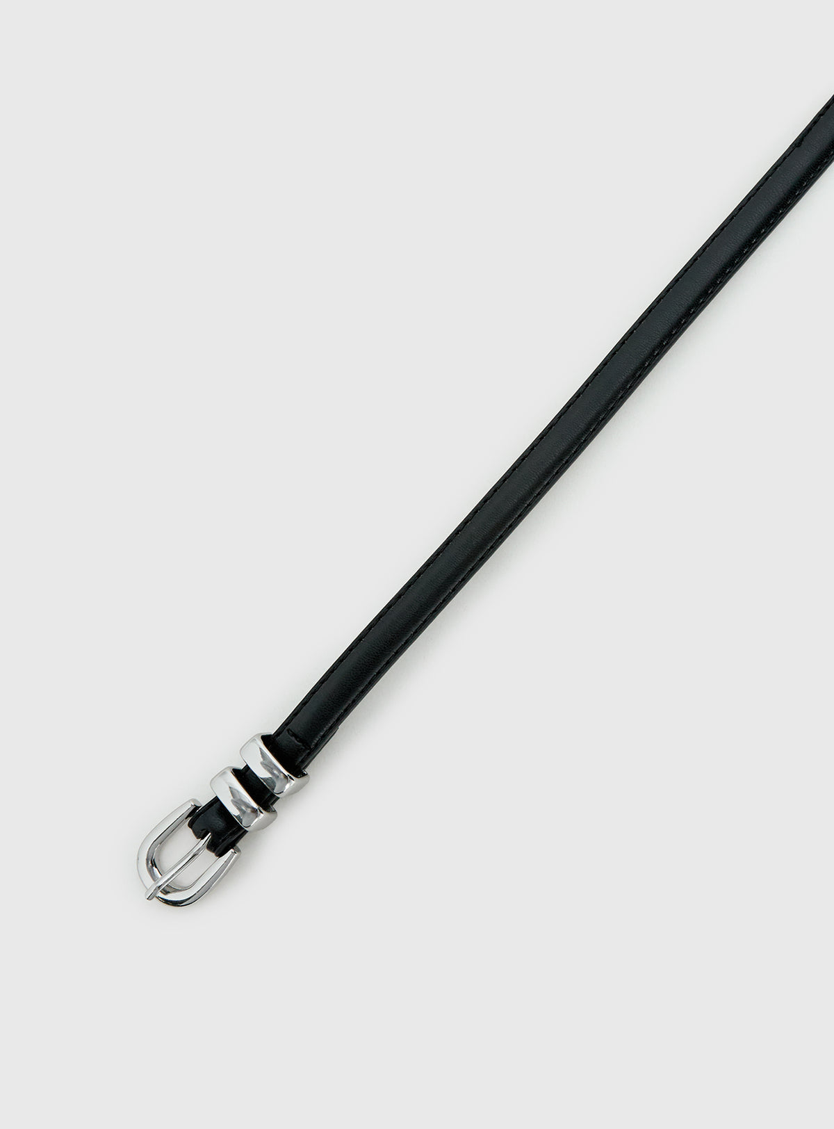 Antilles Faux Leather Micro Belt Black / Silver