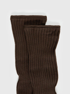 Past And Present Ribbed Socks Brown