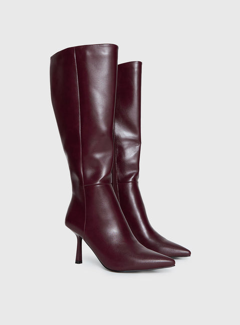 Harrie Knee High Boots Burgundy