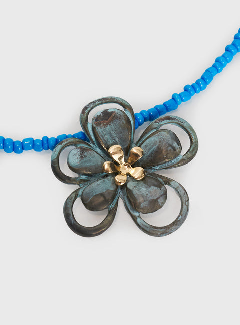 Hold On Tight Necklace Blue