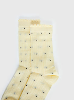 Rosee Ribbed Socks Butter Polka