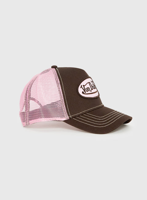 Von Dutch Staple Trucker Hat Brown / Pink