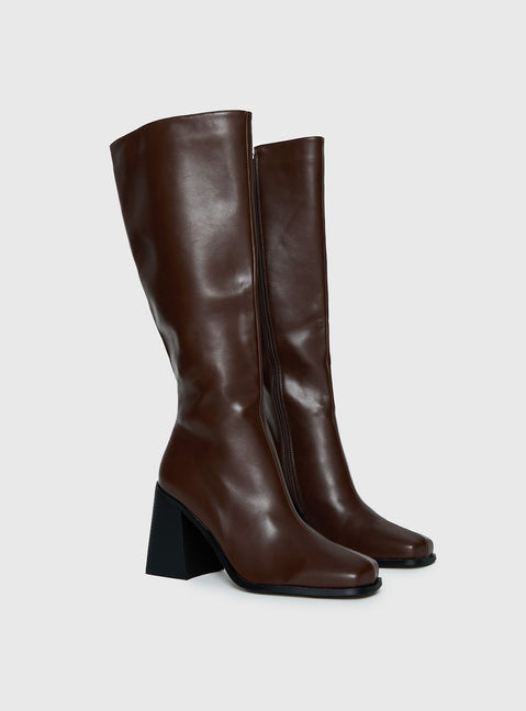 Renzo Knee High Boots Brown