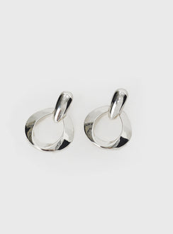 Silver-toned earrings Drop charm, stud fastening