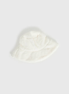 Theo Plush Bucket Hat White