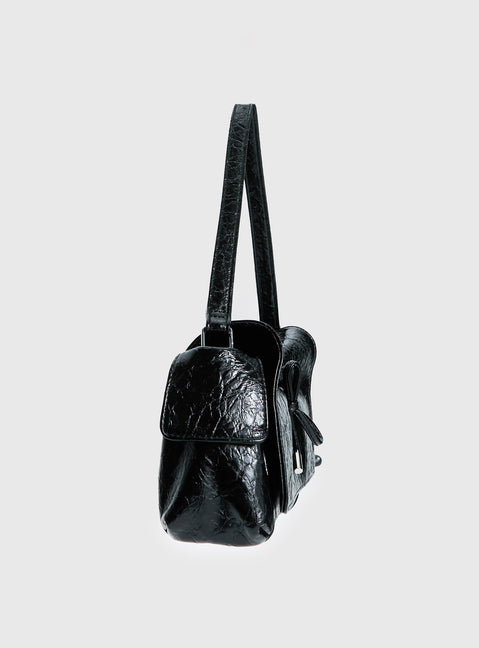 Lay Your Cards Bow Detail Shoulder Bag Black