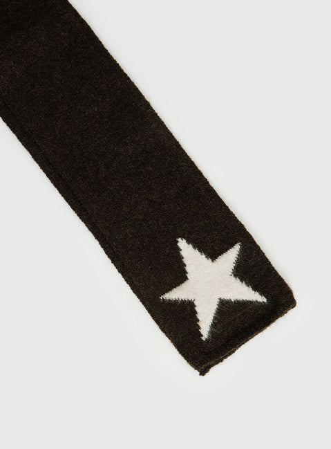 Abelia Star Graphic Scarf Brown / Cream