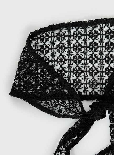 Keighla Crochet Hair Scarf Black
