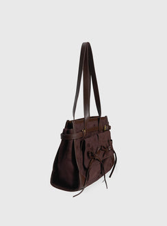 Beaming Bow Detail Shoulder Bag Brown