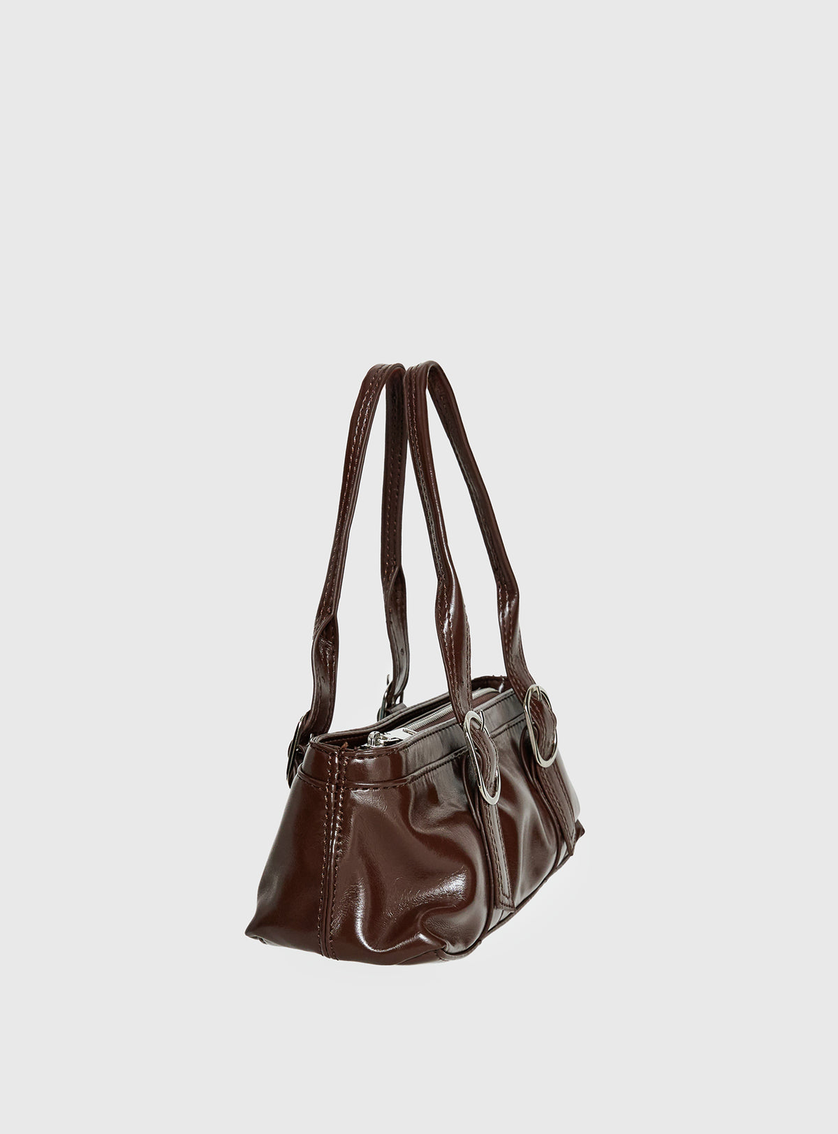 Aperture Faux Leather Shoulder Bag Brown