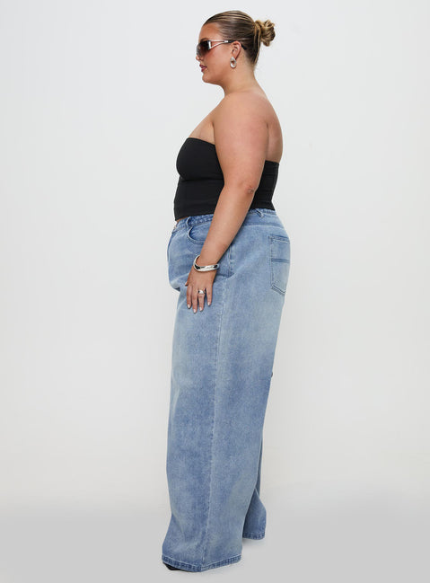 Naylor Mid Rise Wide Leg Jeans Light Wash Denim Curve Mid Rise Jeans Jeans 