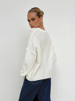 product Canlish Cable Sweater Cream Lower Impact Princess Polly  