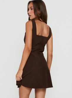 Dasha Corduroy Mini Dress Chocolate