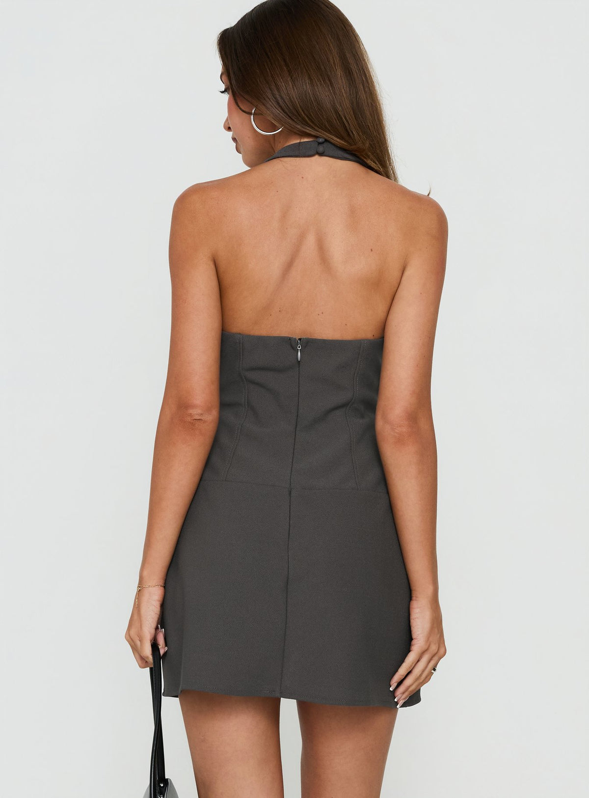 Claudina Halter Playsuit Charcoal